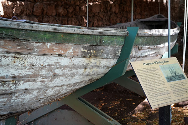 image of old harpoon whaling boat in Lahaina.